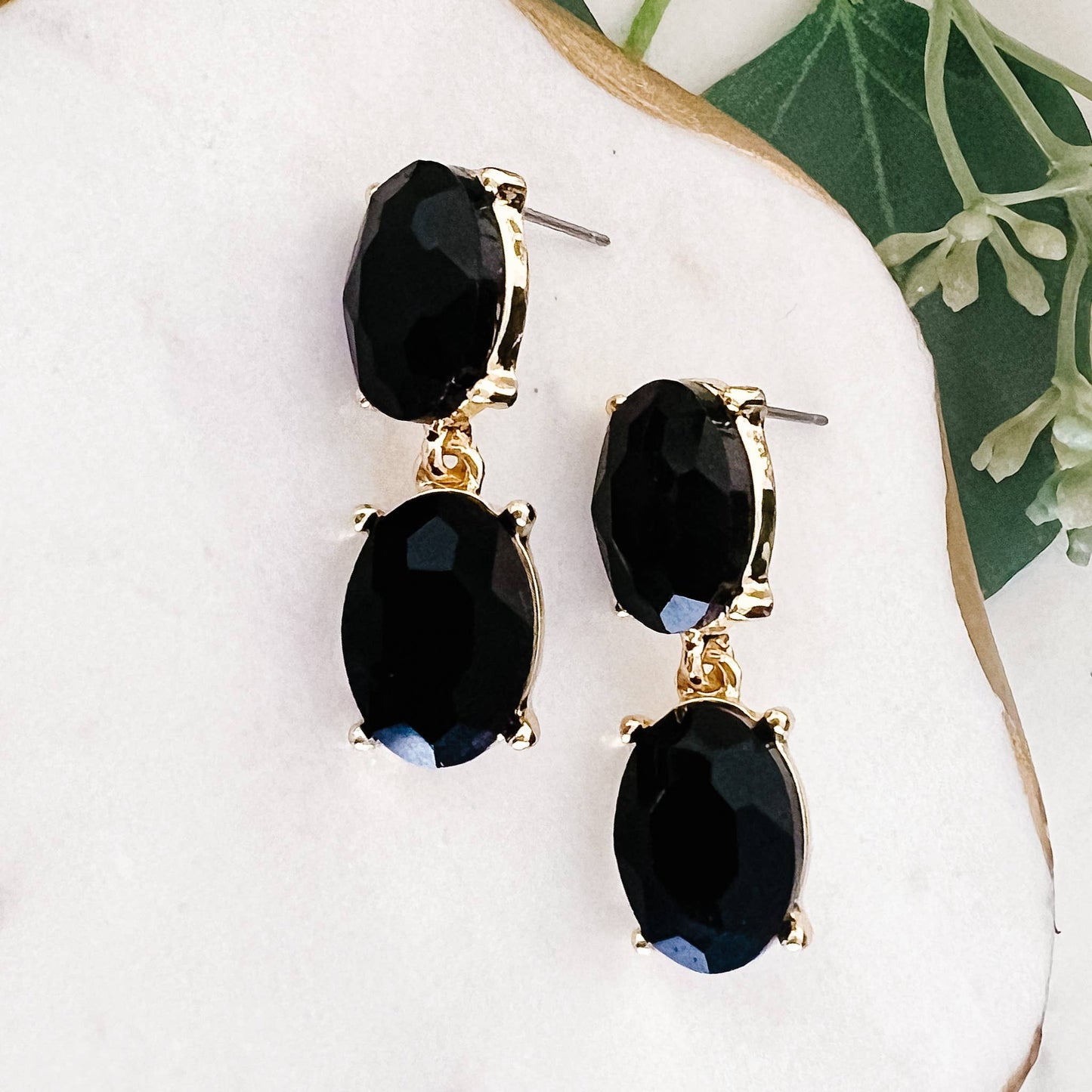 Two-tier Stone Earrings