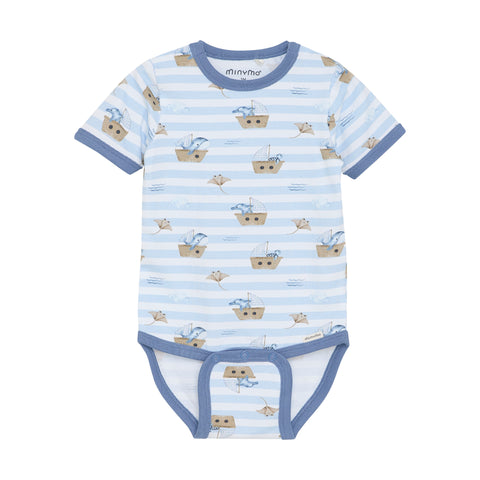 Boys Short Sleeve Contrast Ocean Bodysuit