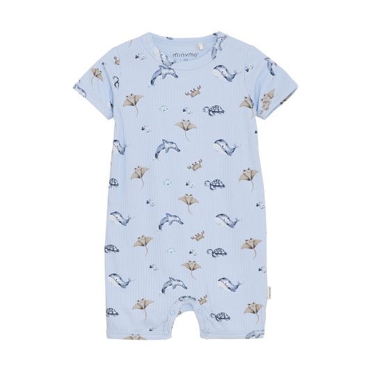 Boys Ribbed Short Sleeve Ocean Romper