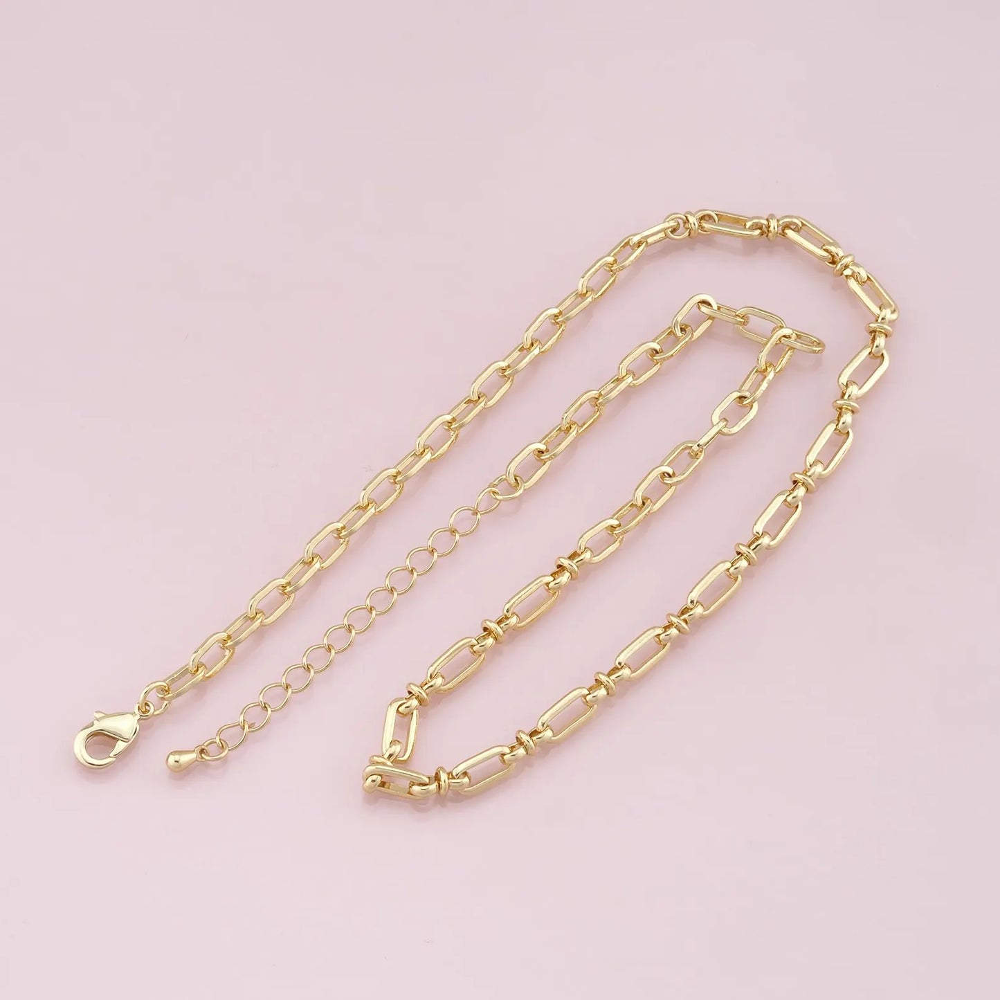 18K Gold Filled Linked Paperclip Necklace