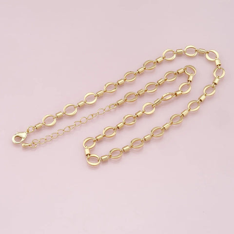 18K Gold Filled Linked Oval Necklace