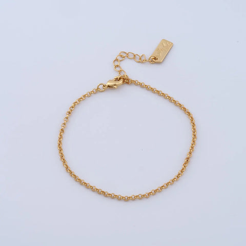 18K Gold Filled Round Link Charm Bracelet