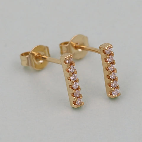 18K Gold Filled CZ Bar Earrings