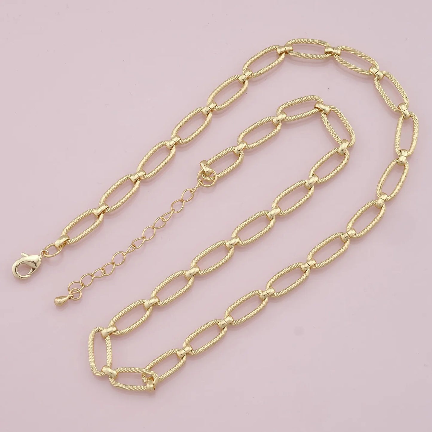 18k Gold Filled Textured Paperclip Chain