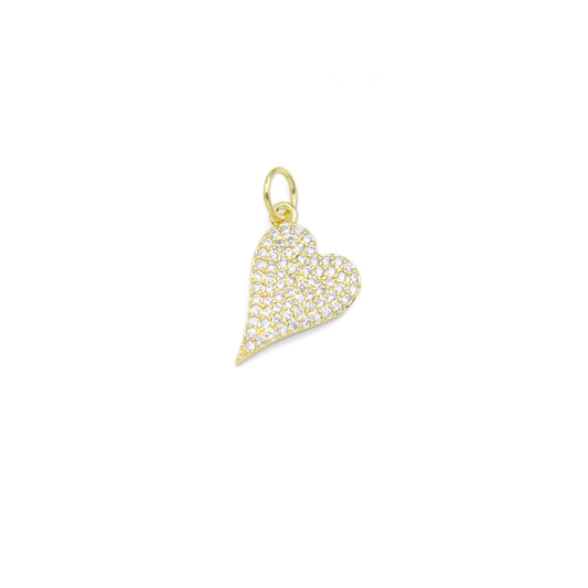 Gold Clear CZ Heart Shape Charm