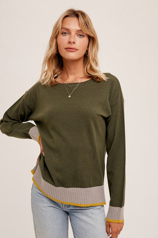 Striped Rib Detail Sweater