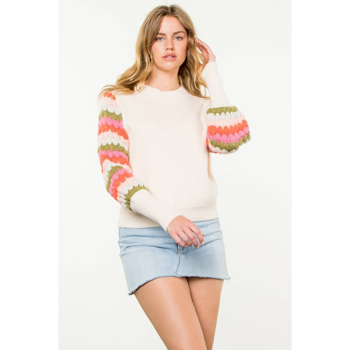 Knitted Bishop Sleeve Sweater