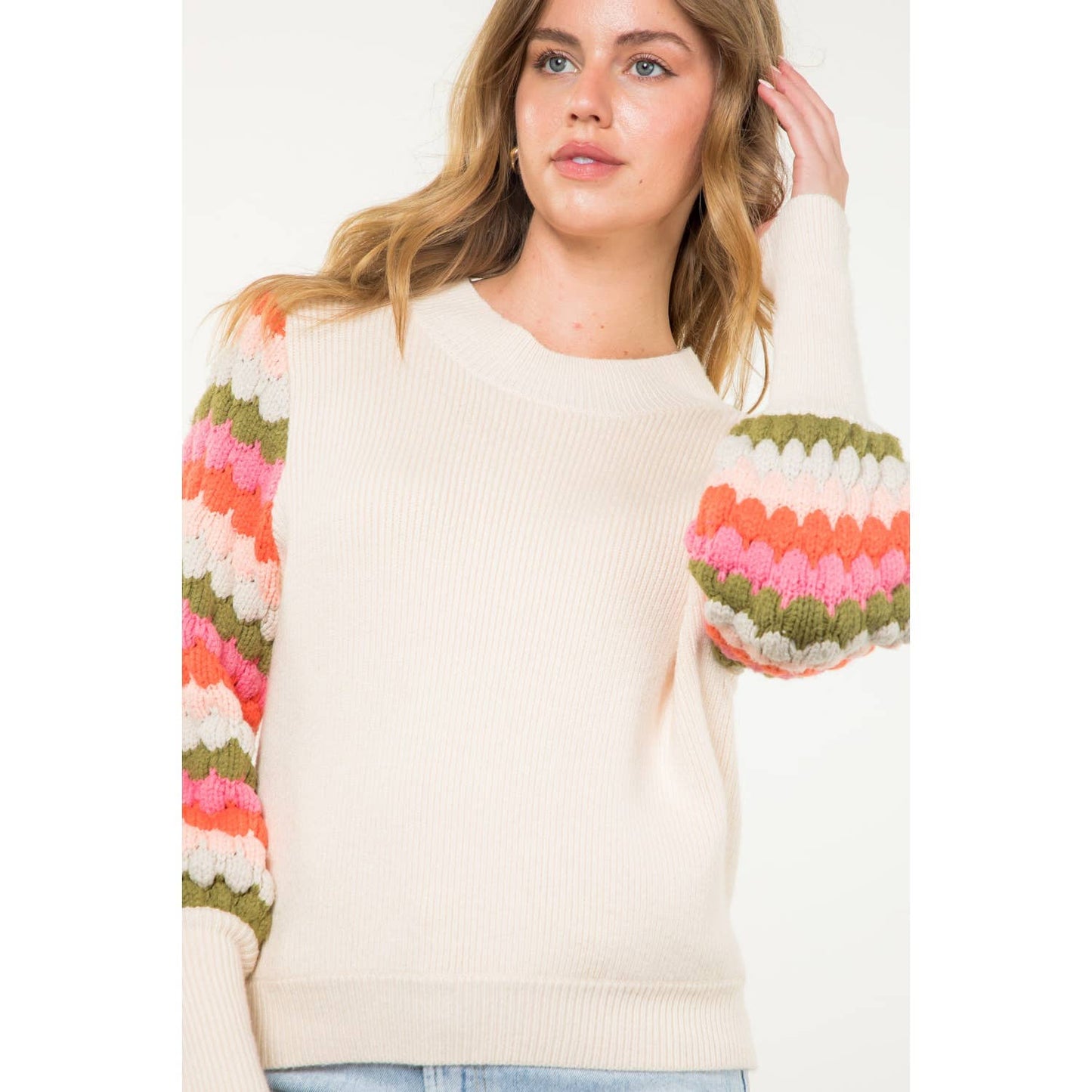 Knitted Bishop Sleeve Sweater