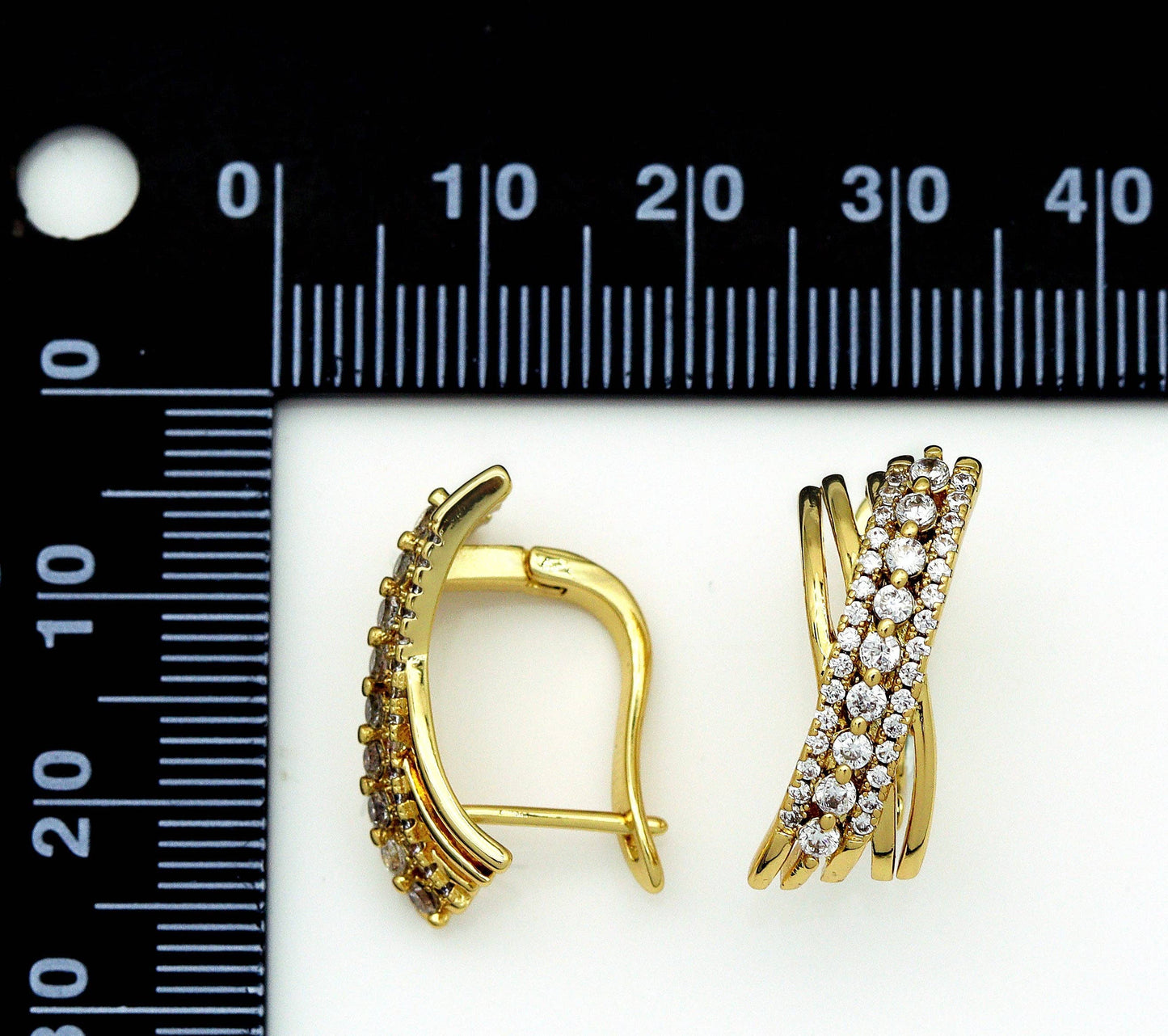 CZ Gold Huggie Earrings