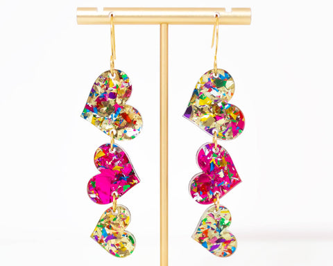 Hearts Glitter Acrylic Dangles