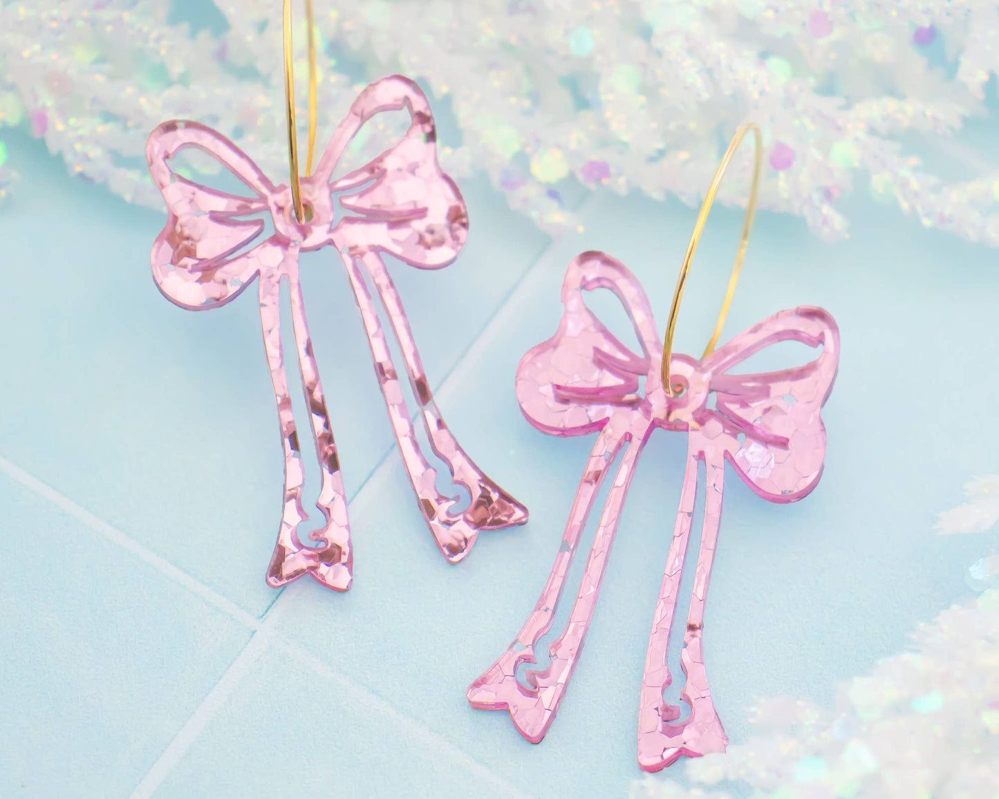 Pink Bow Earrings