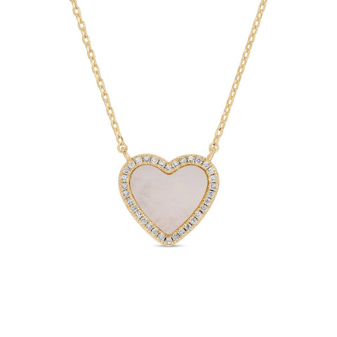 My Heart is Yours, Shell Pave Heart Necklace