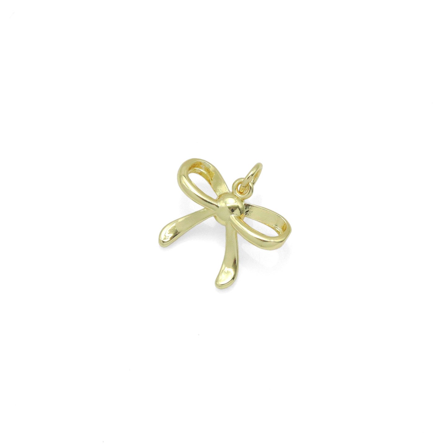 Gold White Pearl Bowknot Charm Pendant