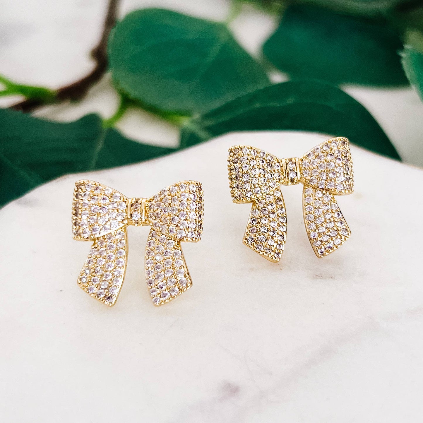 Pave Bow CZ Stud Earrings