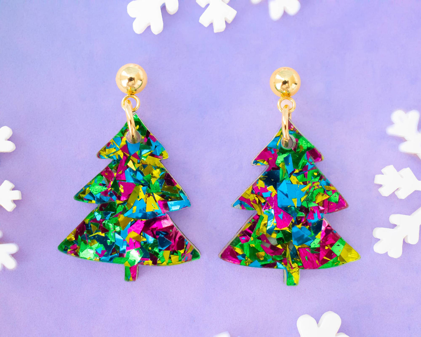 Christmas Tree Green Glitter Holiday Earring