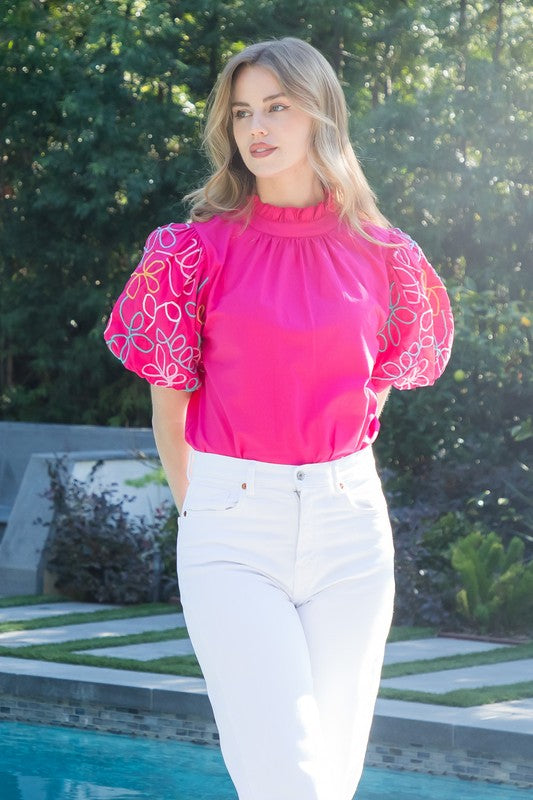 Gianna Embroidered Sleeve Top