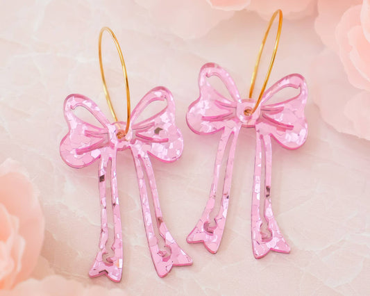 Pink Bow Earrings