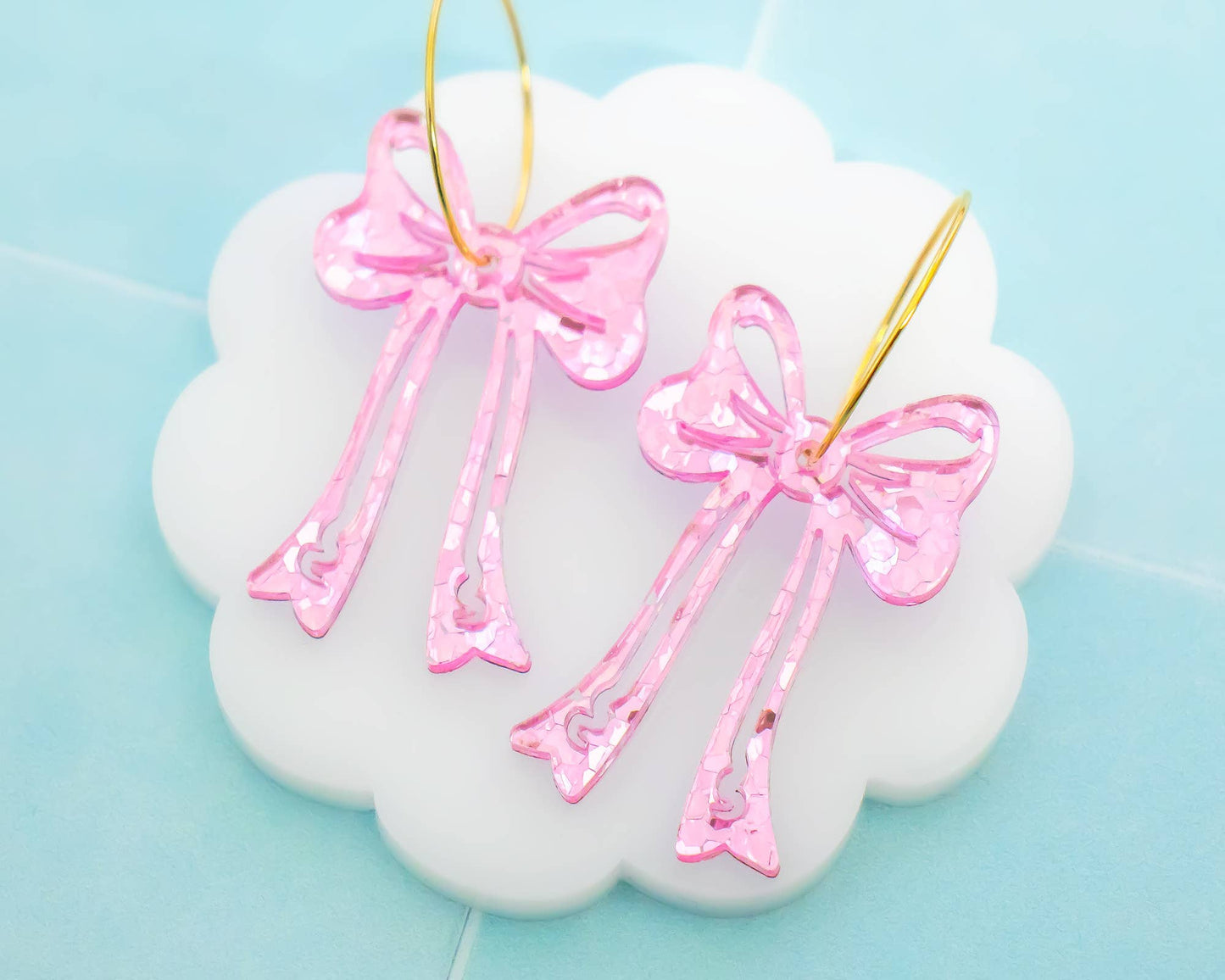 Pink Bow Earrings