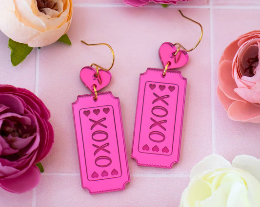 Valentine's Day XOXO Ticket Earrings