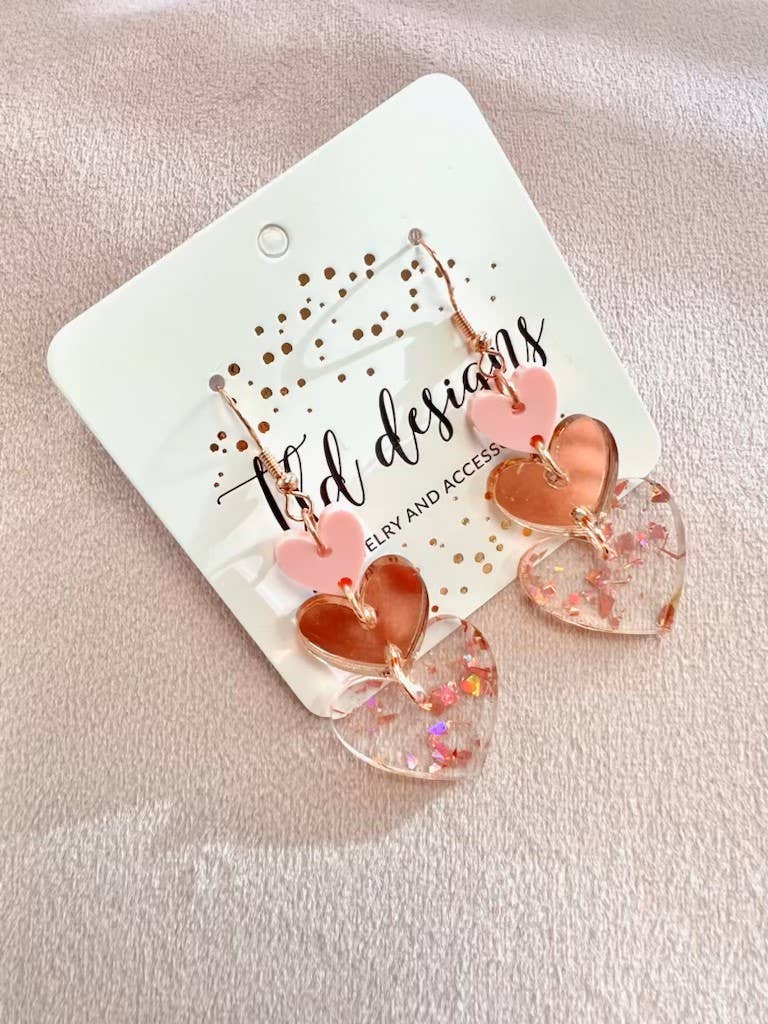 Triple Rose Heart Earrings