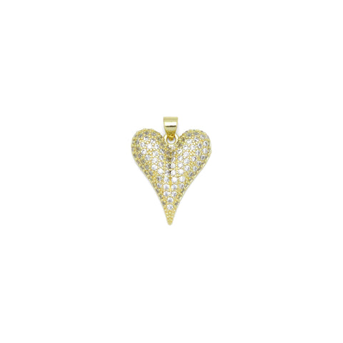 CZ Gold Arrow Point Heart Shape Charm