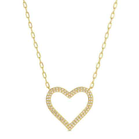 Pave Heart Statement Pendant Necklace