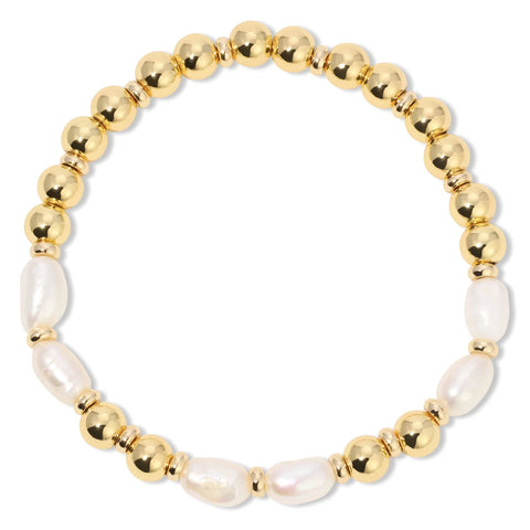 Pearl Disc Beads Stretch Bracelet