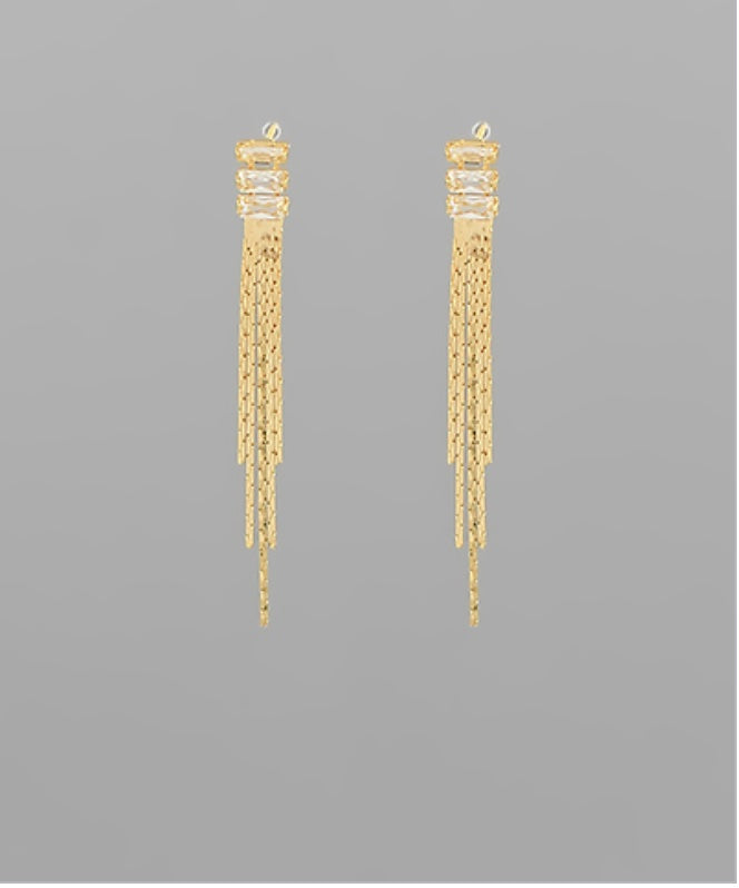 Baguette Chain Drop Earrings