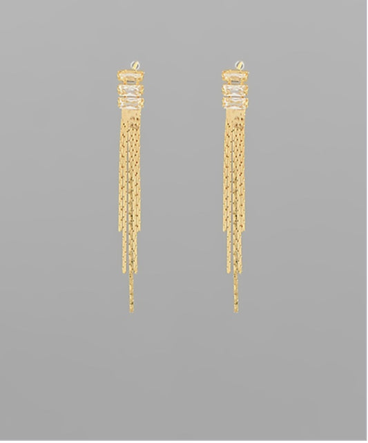 Baguette Chain Drop Earrings