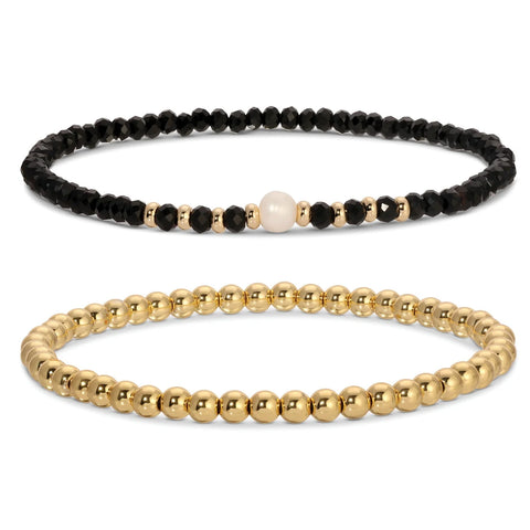 Beaded Duo Pearl Bracelet Set