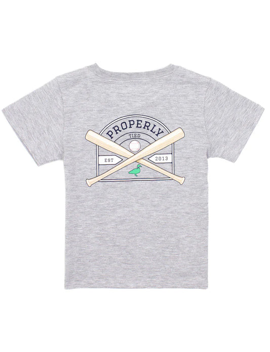 Boys Baseball Shield Light Heather Grey Graphic T-Shirt