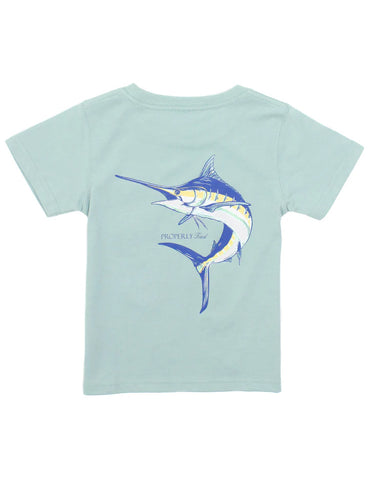 Boys Blue Marlin Marine Mist Graphic T-Shirt