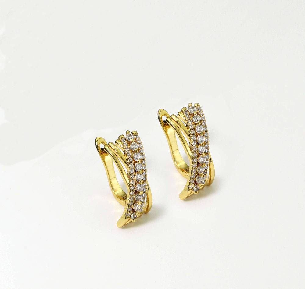 CZ Gold Huggie Earrings