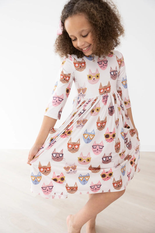 Girls Cattitude Pocket Twirl Dress