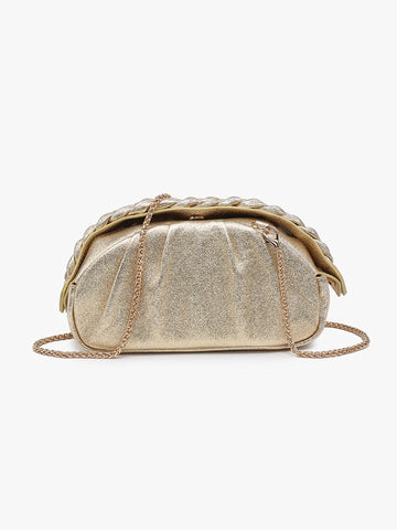 Madrigal Metallic Clutch in Gold