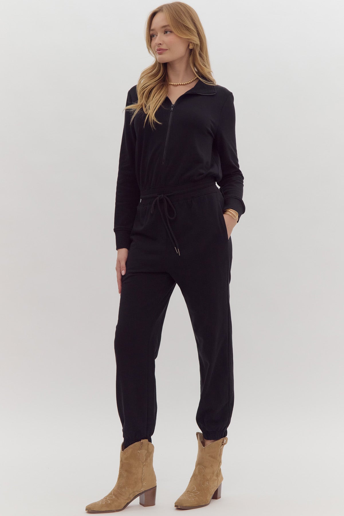 Collared Zip Up Jumpsuit