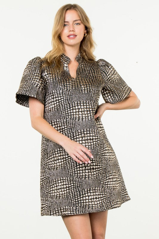 Flutter Sleeve Textured Dress