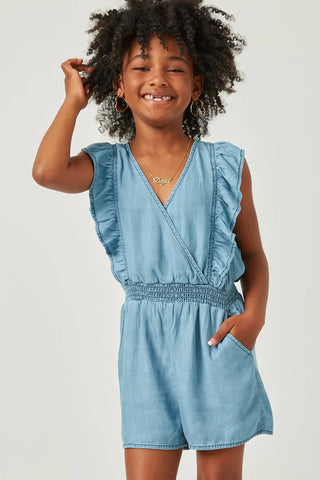 Girls Ruffle Detail Tencel Romper