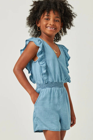 Girls Ruffle Detail Tencel Romper