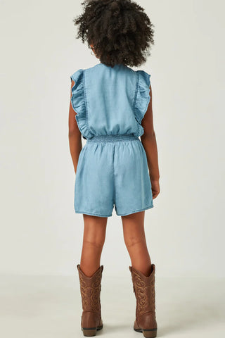 Girls Ruffle Detail Tencel Romper