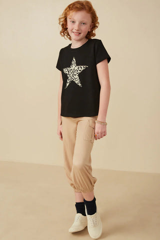 Girls Animal Print Star T Shirt