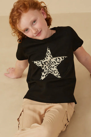 Girls Animal Print Star T Shirt