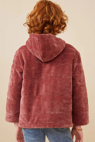 Girls Chenille Padded Hooded Jacket