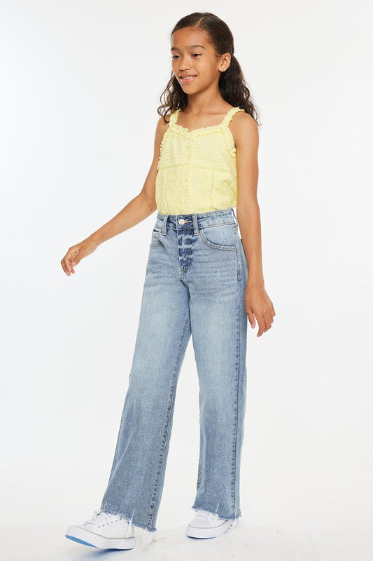 Girls High Rise Slim Wide Leg Jeans