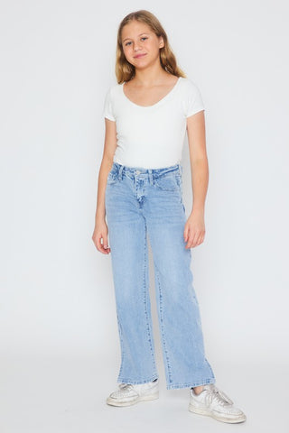 Girls High Rise Wide Leg Jeans