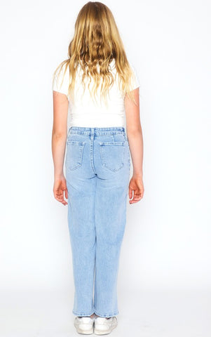 Girls High Rise Wide Leg Jeans