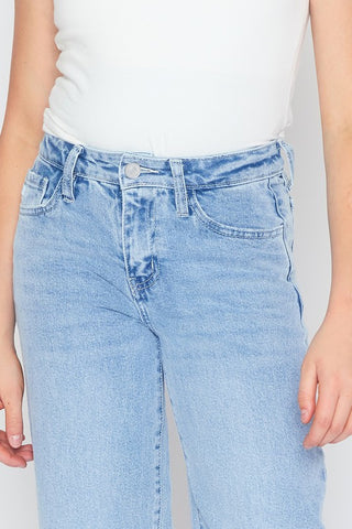 Girls High Rise Wide Leg Jeans