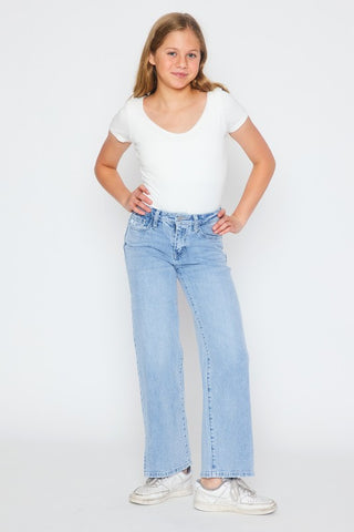 Girls High Rise Wide Leg Jeans