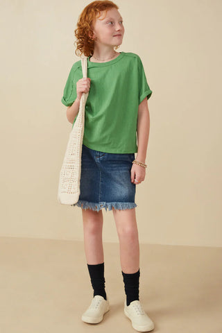 Girls Raw Edge Knit Dolman Tee