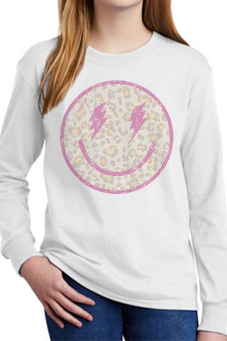 Girls Smiley Leopard Long Sleeve Tee